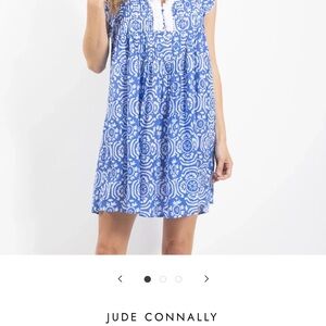 Jude Connally Larissa Cobalt Blue and White Printed Sleeveless Shift